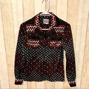 Vintage 1970s Printed Long Sleeve Blouse